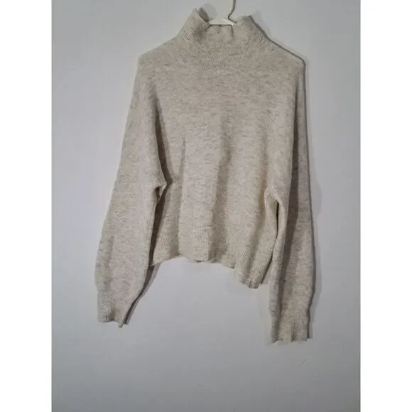 Womens medium sweater alpaca mockneck Samsoe Samsoe oatmeal slouchy boho beige - Picture 2 of 9